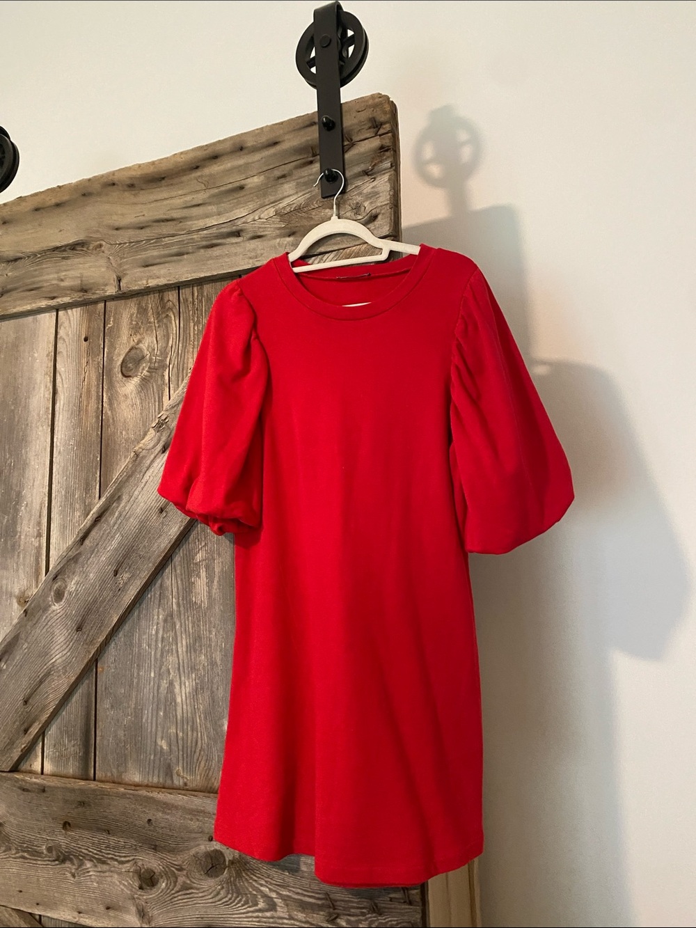 Zara Women Red Puff-Sleeve Casual Dress